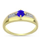 Goldplattierter Silberring mit blauem Achat und weißem Topas