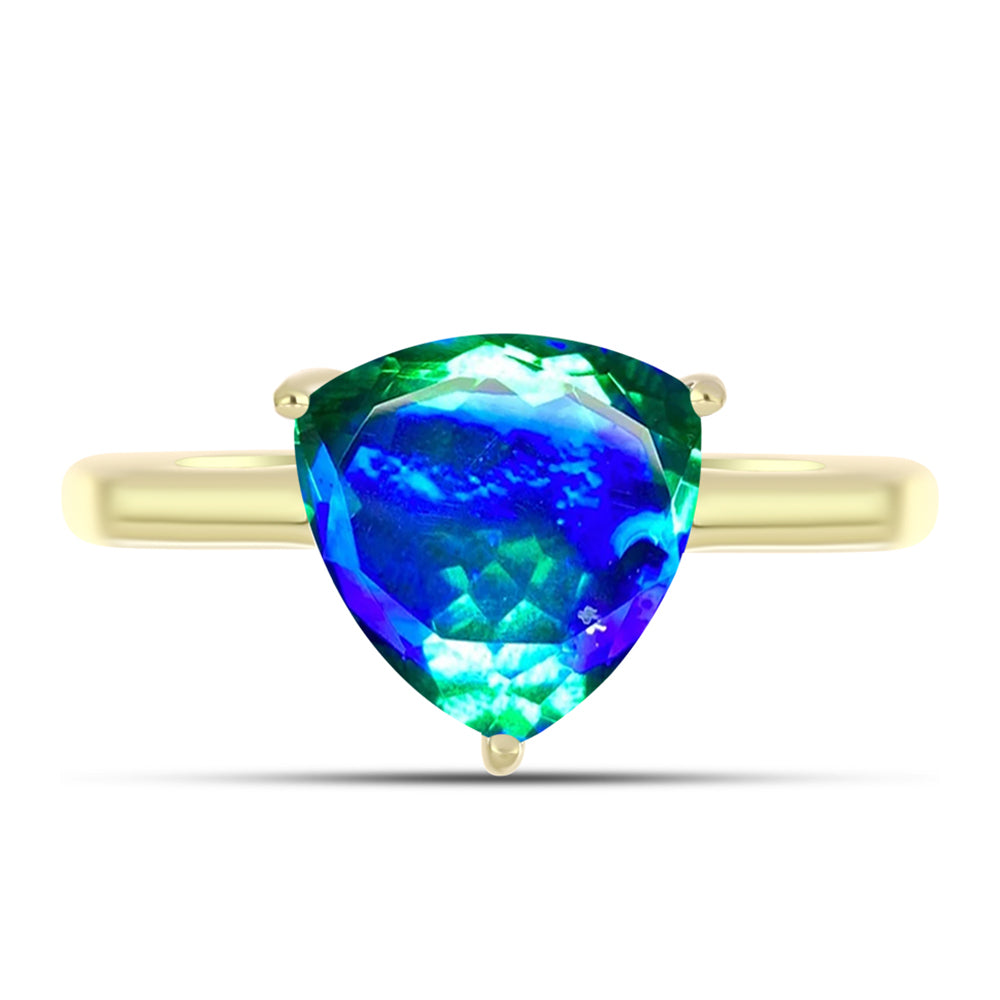 Goldplattierter Silberring mit Pfauenquarz 1 