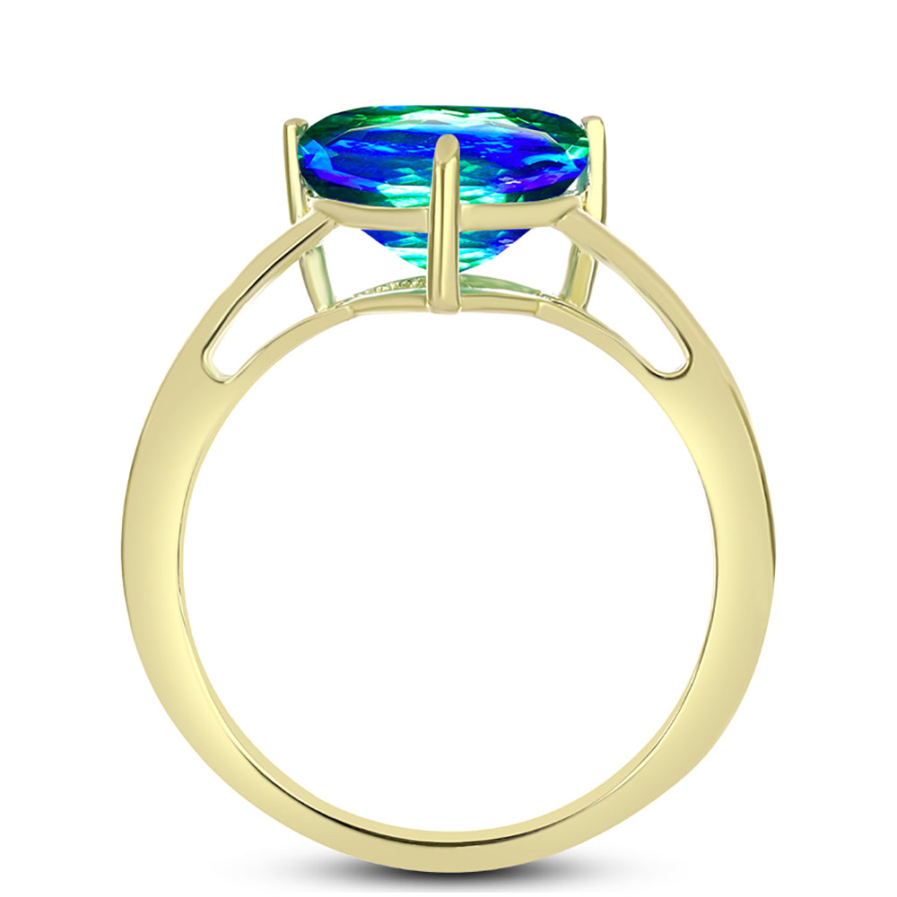 Goldplattierter Silberring mit Pfauenquarz