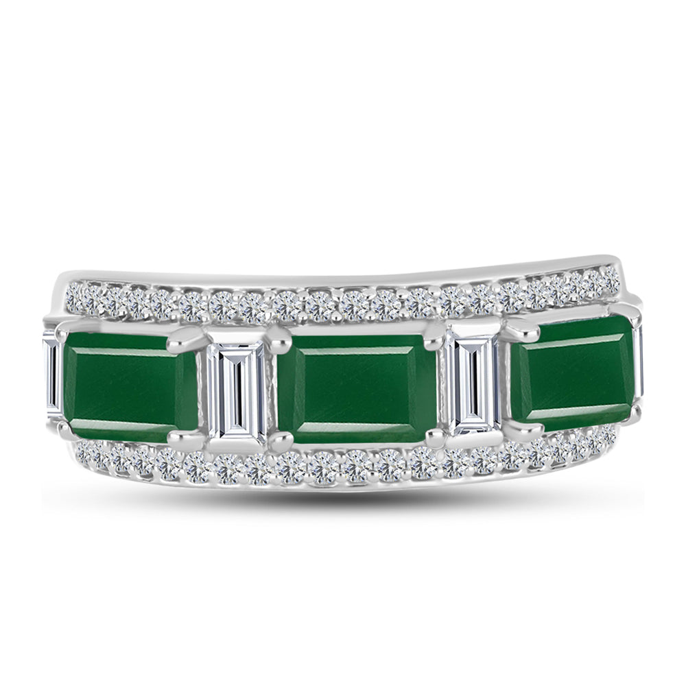 Silberring mit grünem Chalcedon und weißem Topas 1 