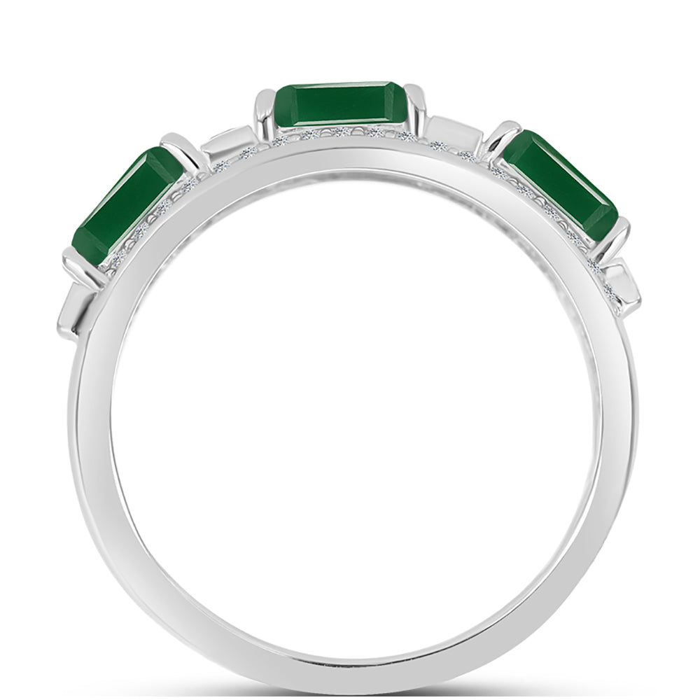 Silberring mit grünem Chalcedon und weißem Topas 2 