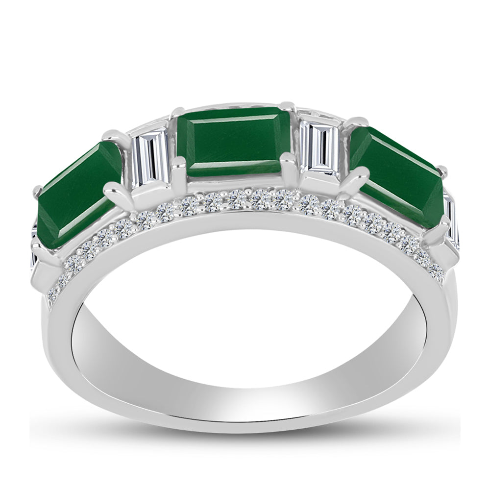 Silberring mit grünem Chalcedon und weißem Topas