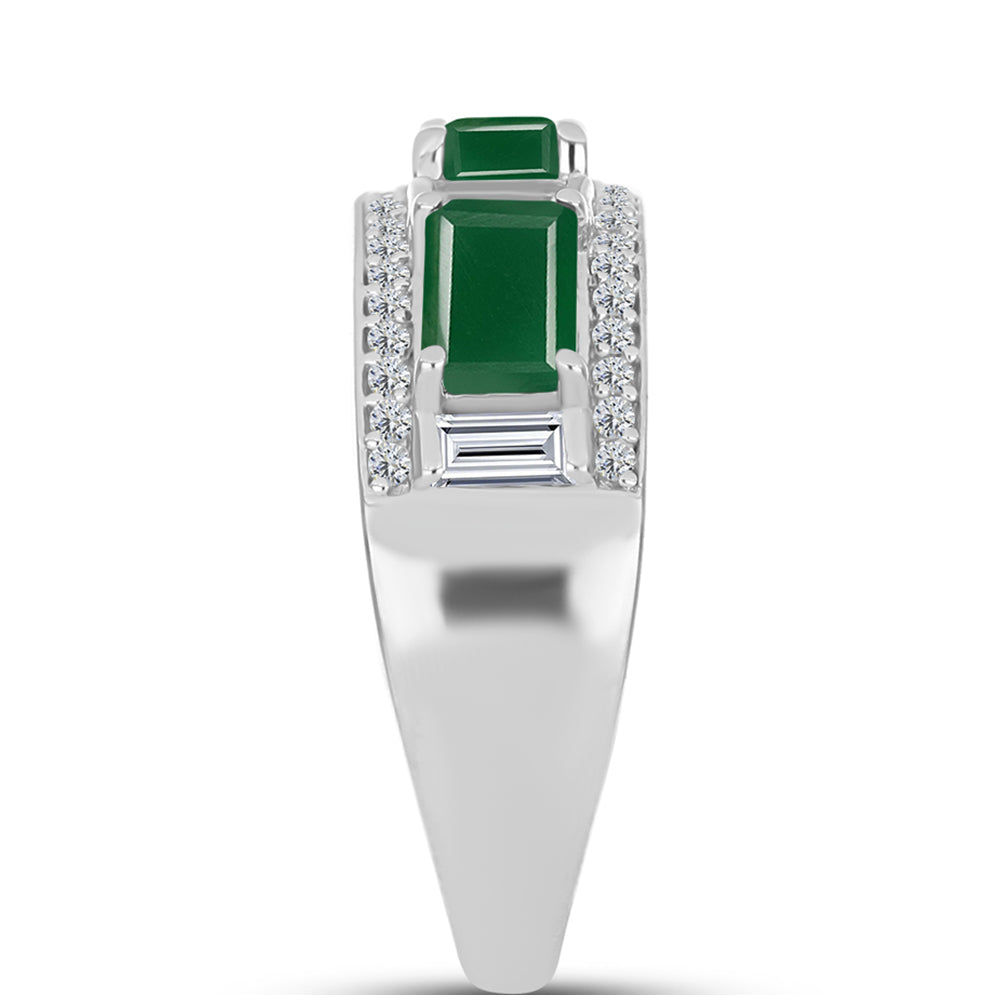 Silberring mit grünem Chalcedon und weißem Topas 4 