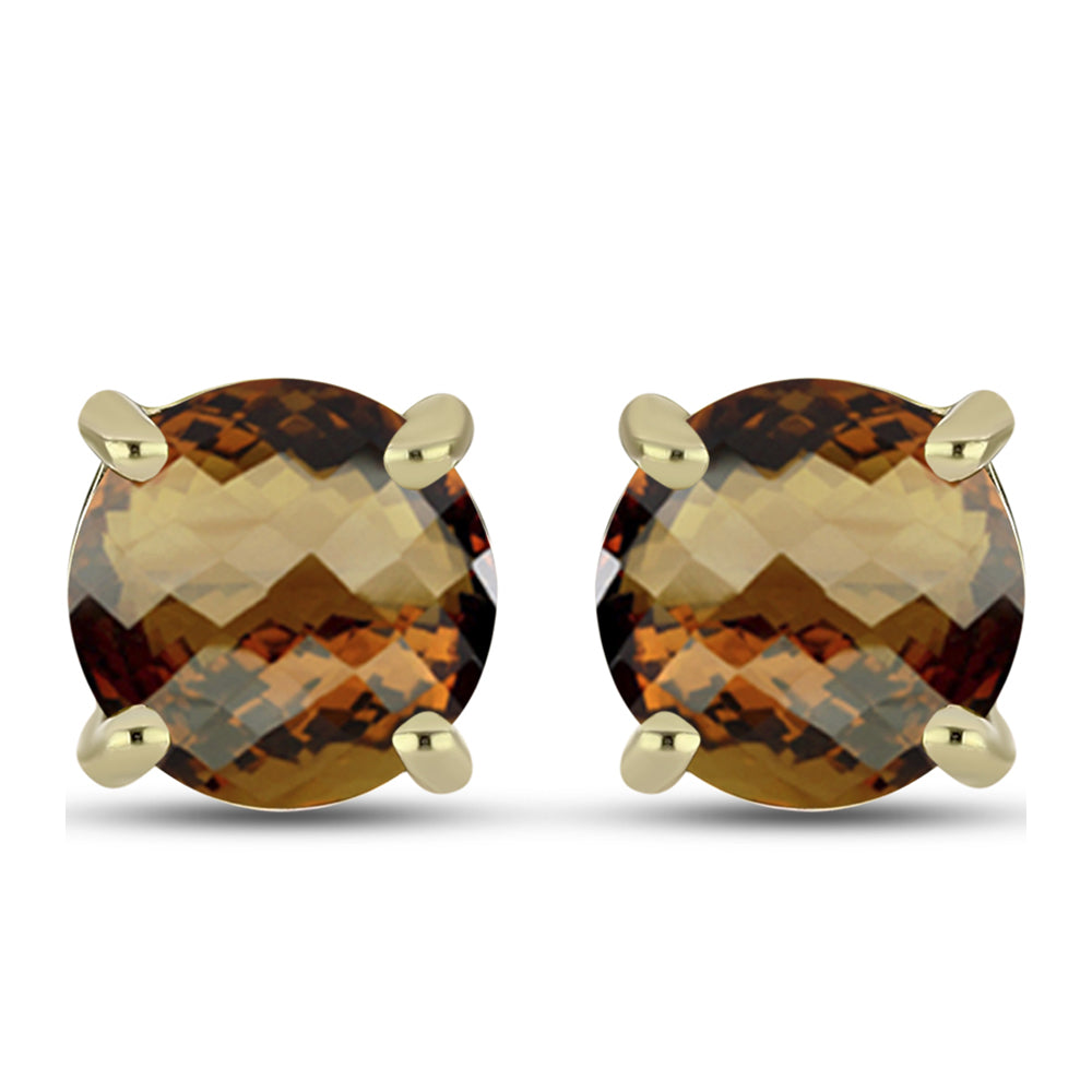 Goldplattierte Silberohrringe mit Cognac-Quarz