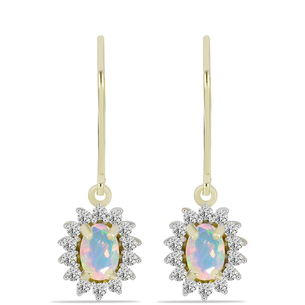 Goldplattierte Silberohrringe mit Welo-Opal und weißem Topas
