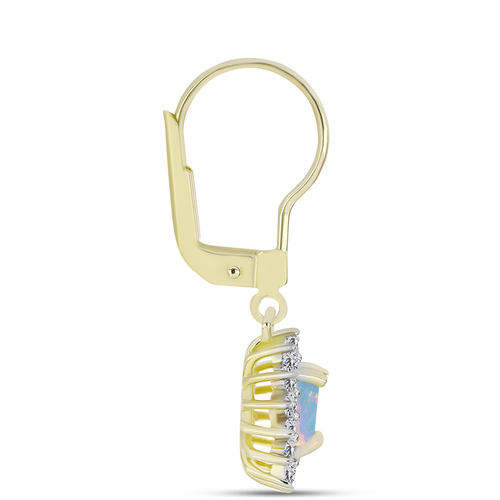Goldplattierte Silberohrringe mit Welo-Opal und weißem Topas