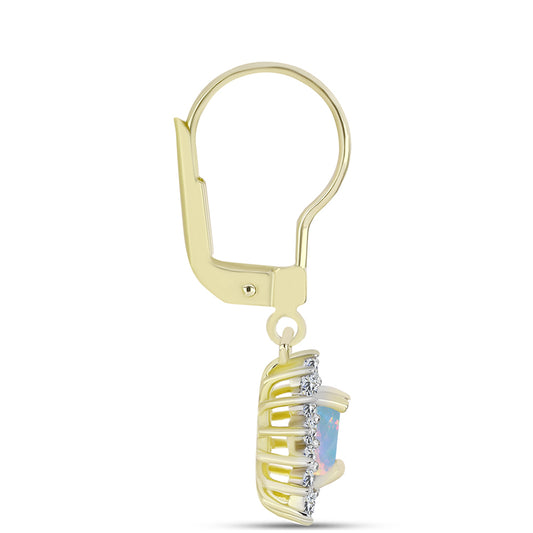 Goldplattierte Silberohrringe mit Welo-Opal und weißem Topas