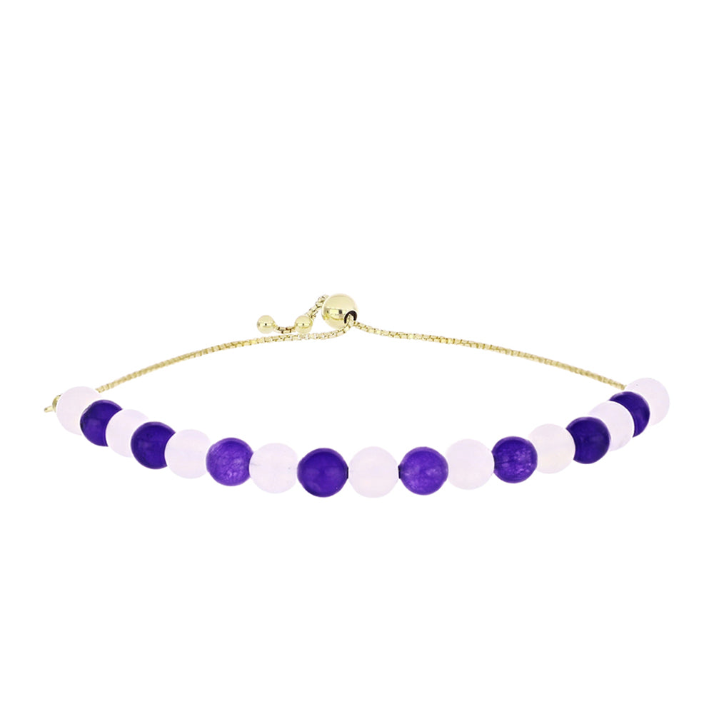 Goldplattiertes Silberarmband mit Regenbogenmondstein und marokkanischem Amethyst
