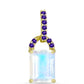 Goldplattierter Silberanhänger mit Regenbogenmondstein und marokkanischem Amethyst