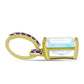 Goldplattierter Silberanhänger mit Regenbogenmondstein und marokkanischem Amethyst