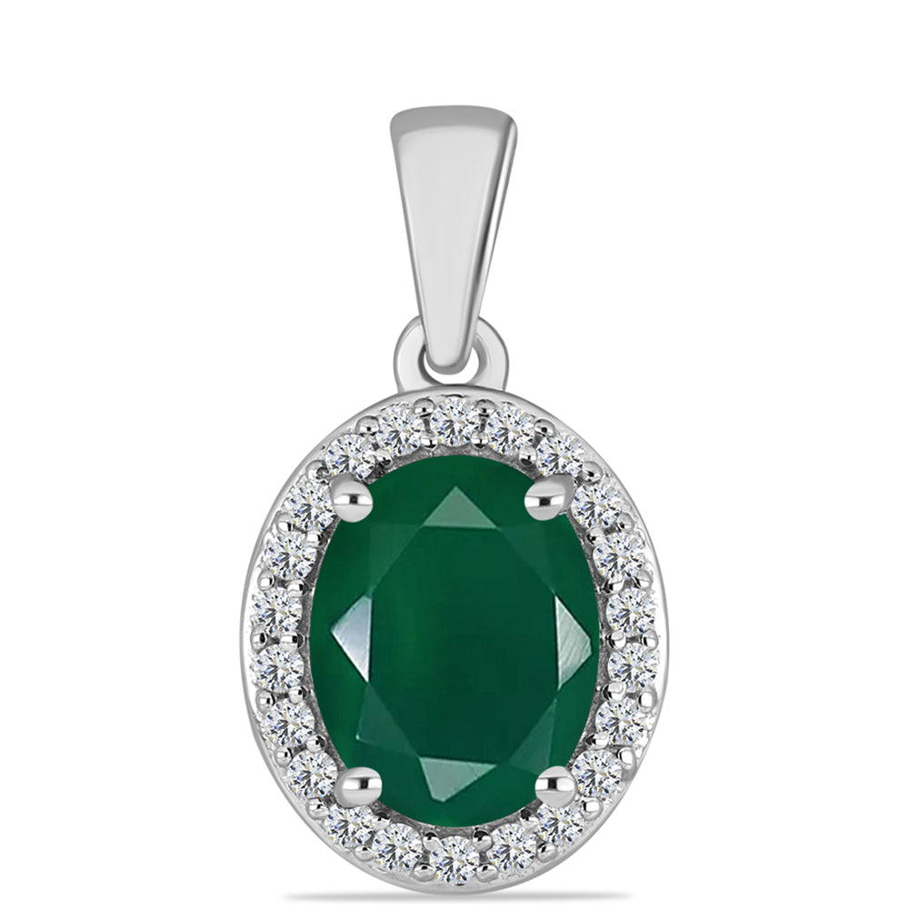 Silberanhänger mit grünem Chalcedon und weißem Topas