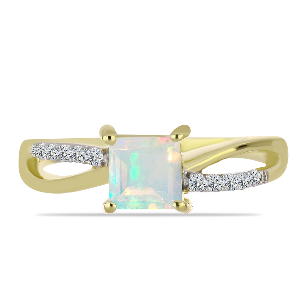 Goldplattierter Silberring mit Welo-Opal und weißem Topas