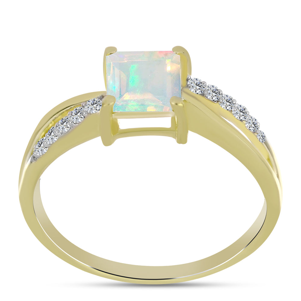 Goldplattierter Silberring mit Welo-Opal und weißem Topas 3 