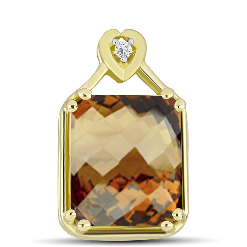 Goldplattierter Silberanhänger mit Cognac-Quarz und weißem Topas 1 