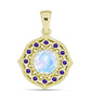 Goldplattierter Silberanhänger mit Regenbogenmondstein und marokkanischem Amethyst