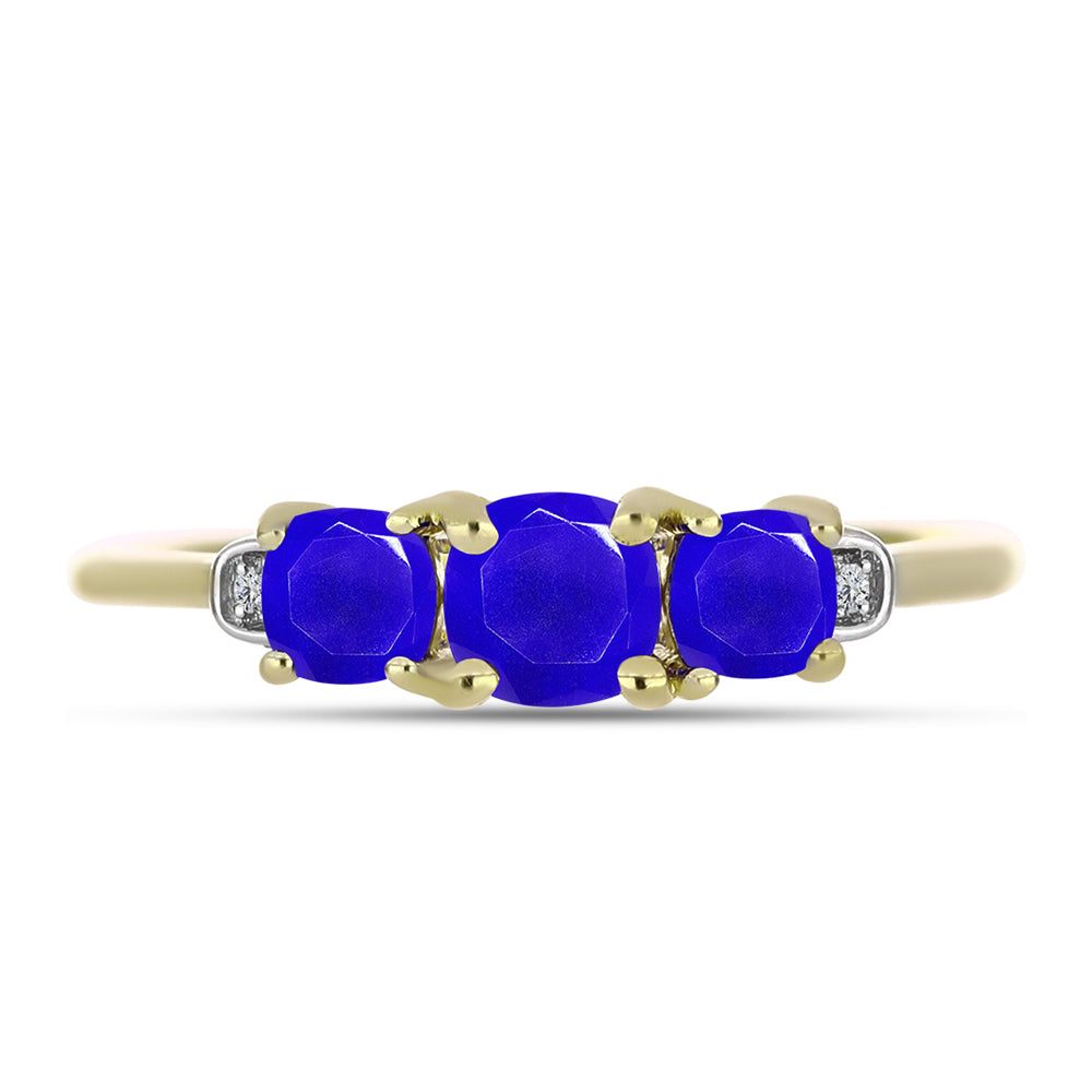 Goldplattierter Silberring mit blauem Achat und weißem Topas 1 