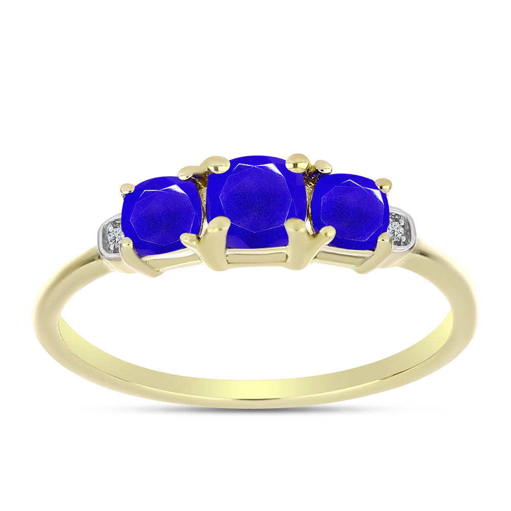 Goldplattierter Silberring mit blauem Achat und weißem Topas