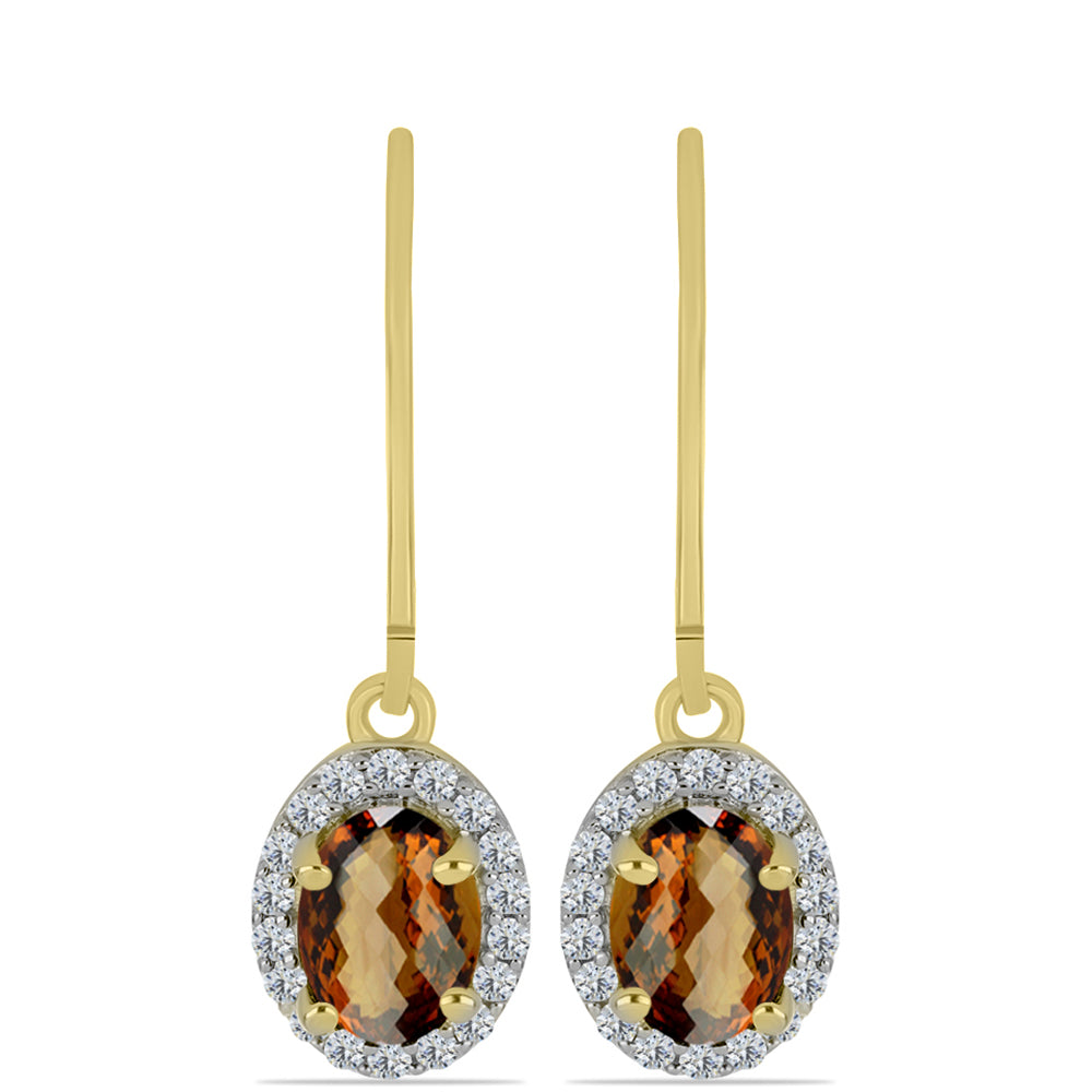 Goldplattierte Silberohrringe mit Cognac-Quarz und weißem Topas 1 