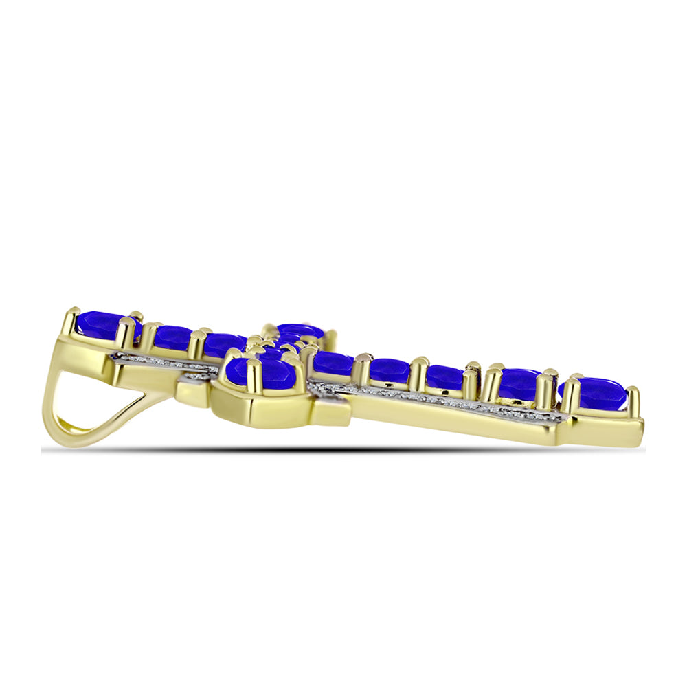 Goldplattierter Silberanhänger mit blauem Achat und weißem Topas 2 