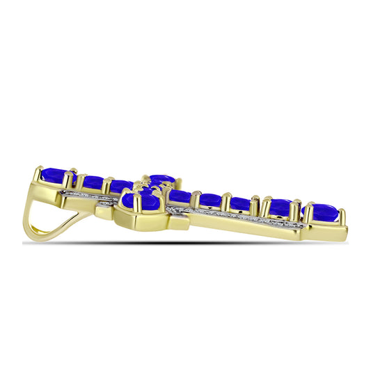 Goldplattierter Silberanhänger mit blauem Achat und weißem Topas