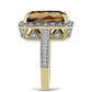 Goldplattierter Silberring mit Cognac-Quarz und weißem Topas