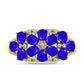 Goldplattierter Silberring mit blauem Achat und weißem Topas