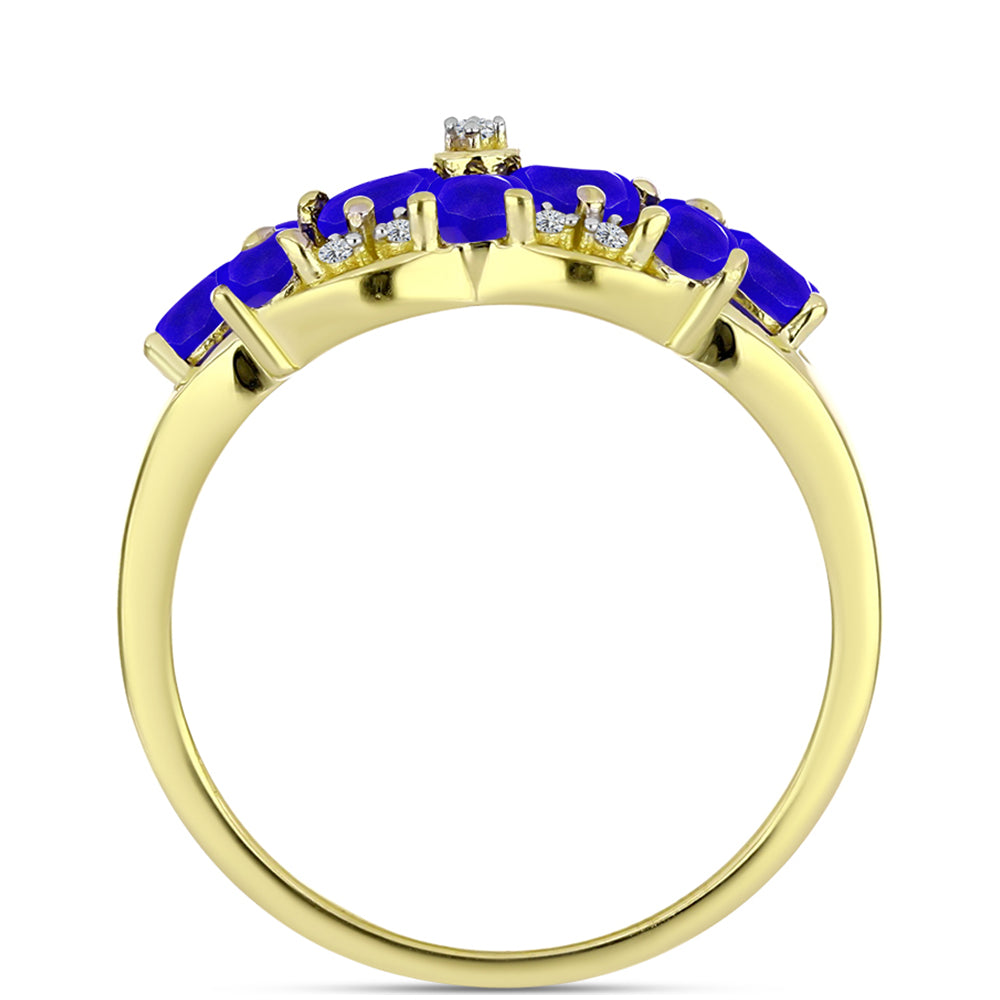 Goldplattierter Silberring mit blauem Achat und weißem Topas 2 