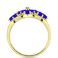 Goldplattierter Silberring mit blauem Achat und weißem Topas