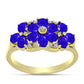 Goldplattierter Silberring mit blauem Achat und weißem Topas