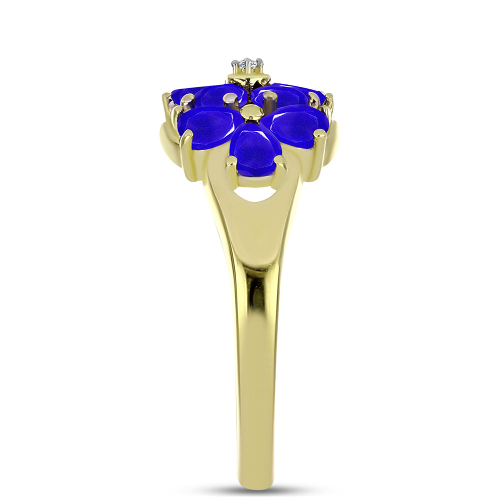 Goldplattierter Silberring mit blauem Achat und weißem Topas 4 