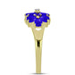 Goldplattierter Silberring mit blauem Achat und weißem Topas