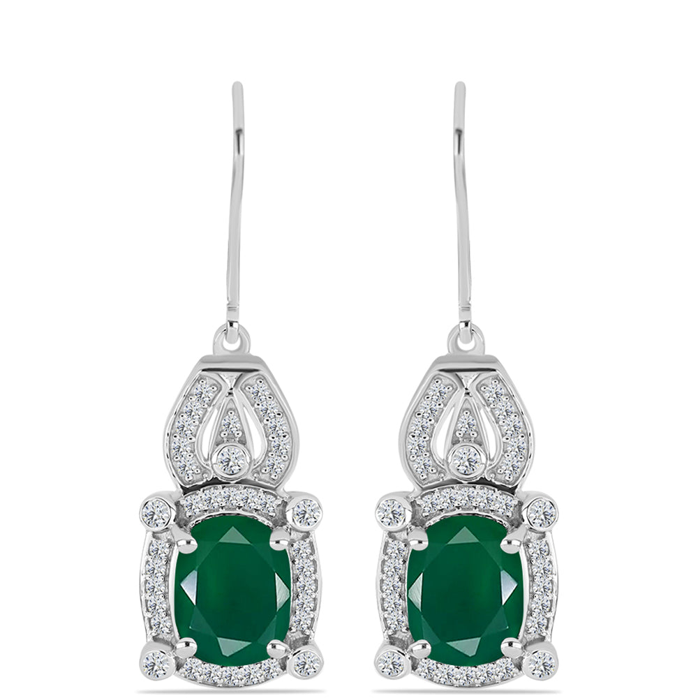 Silberohrringe mit grünem Chalcedon und weißem Topas 1 