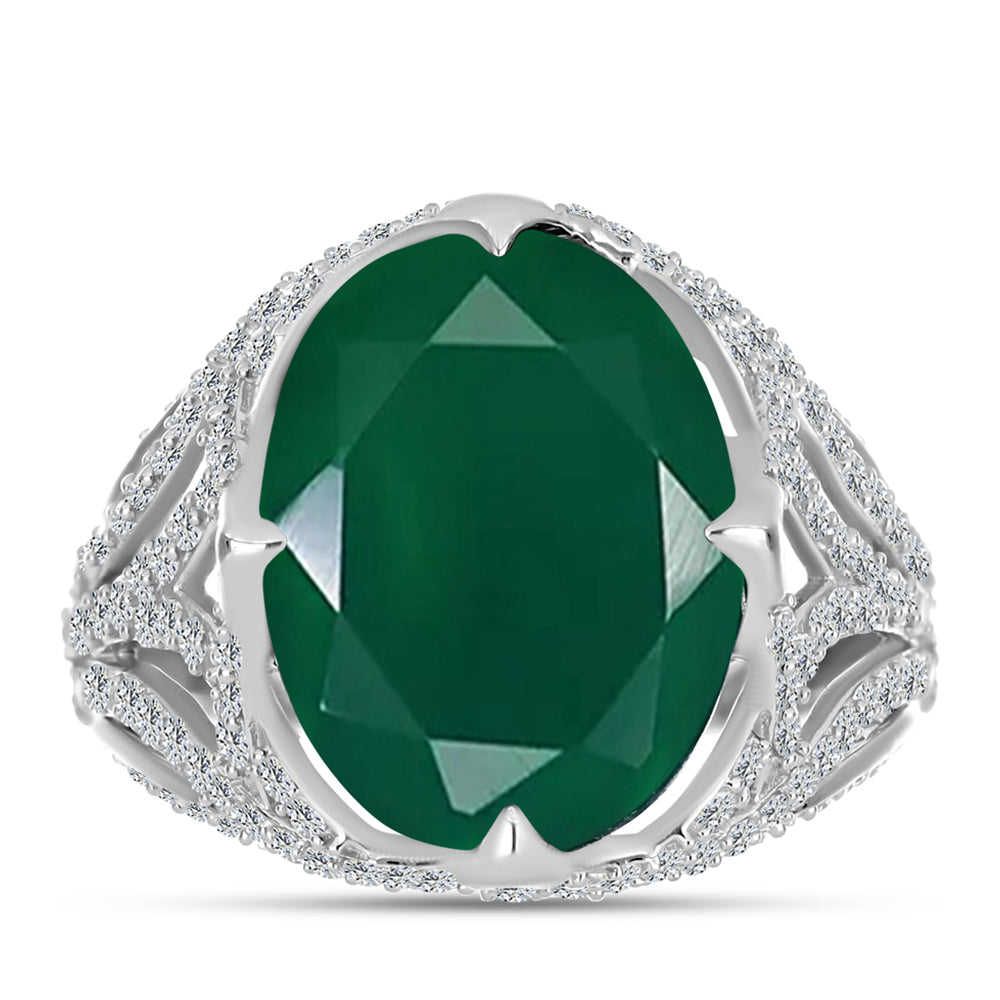 Silberring mit grünem Chalcedon und weißem Topas
