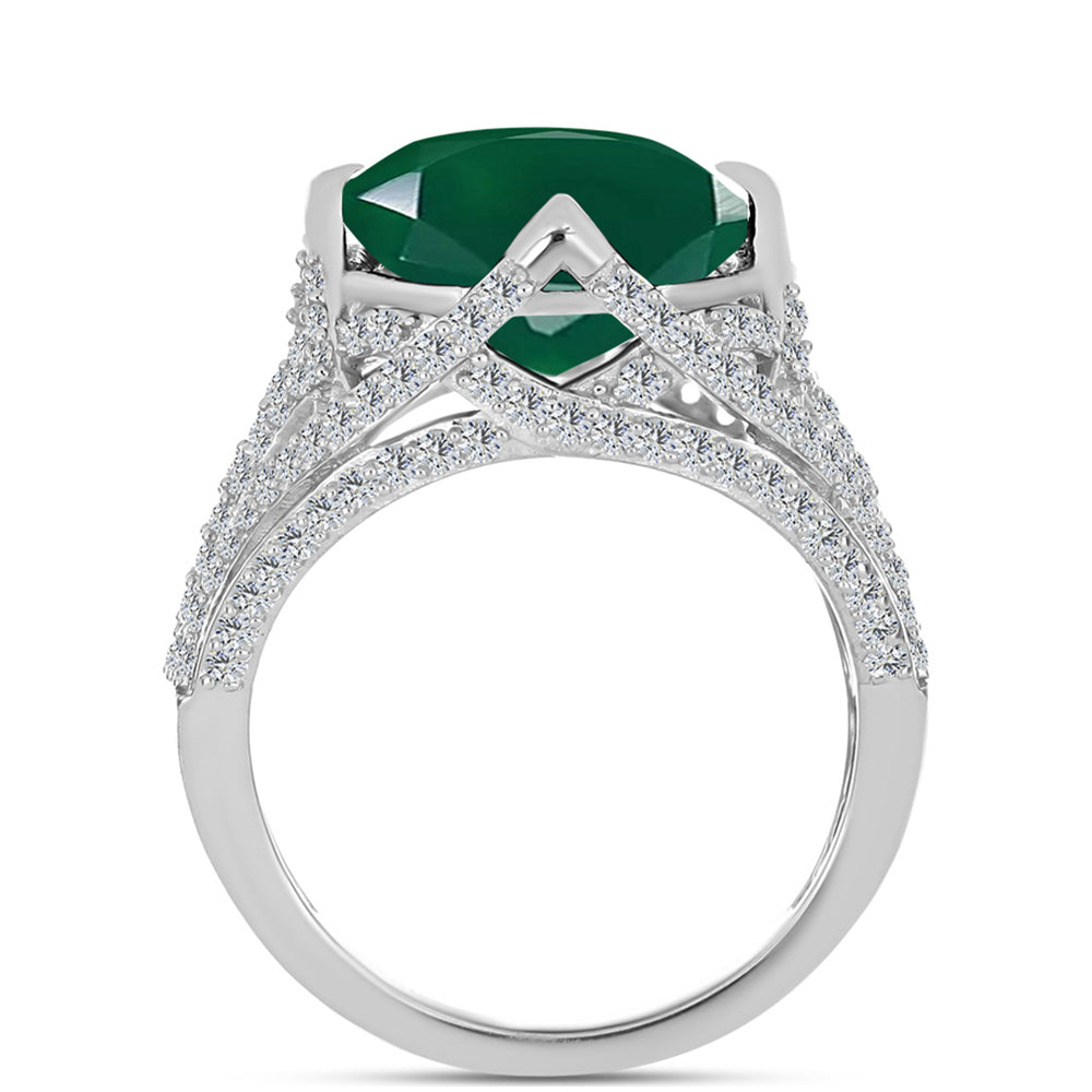 Silberring mit grünem Chalcedon und weißem Topas