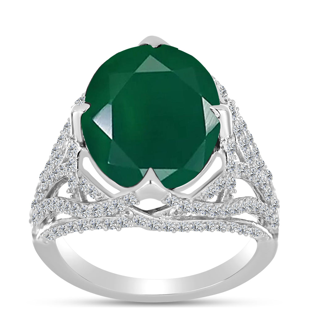 Silberring mit grünem Chalcedon und weißem Topas 3 