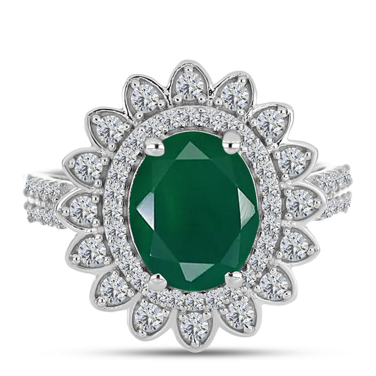 Silberring mit grünem Chalcedon und weißem Topas