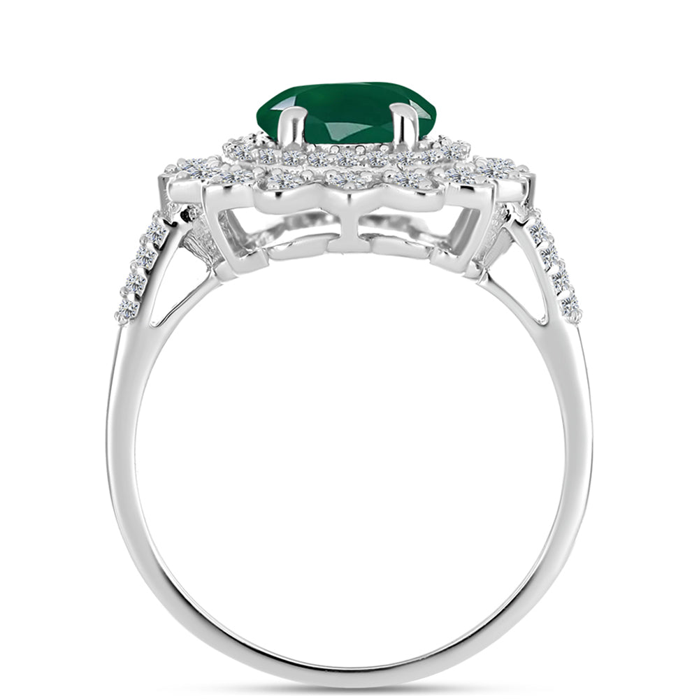Silberring mit grünem Chalcedon und weißem Topas
