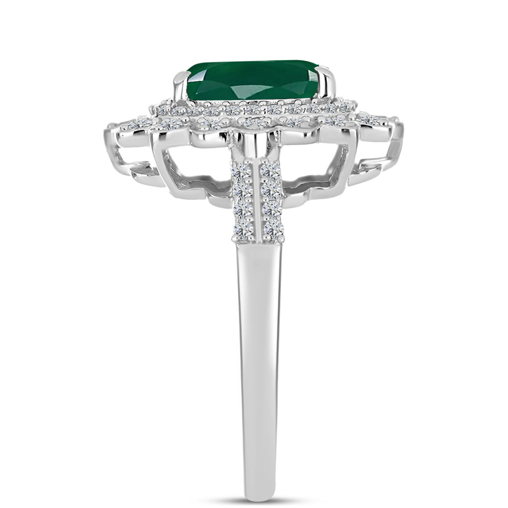 Silberring mit grünem Chalcedon und weißem Topas 4 