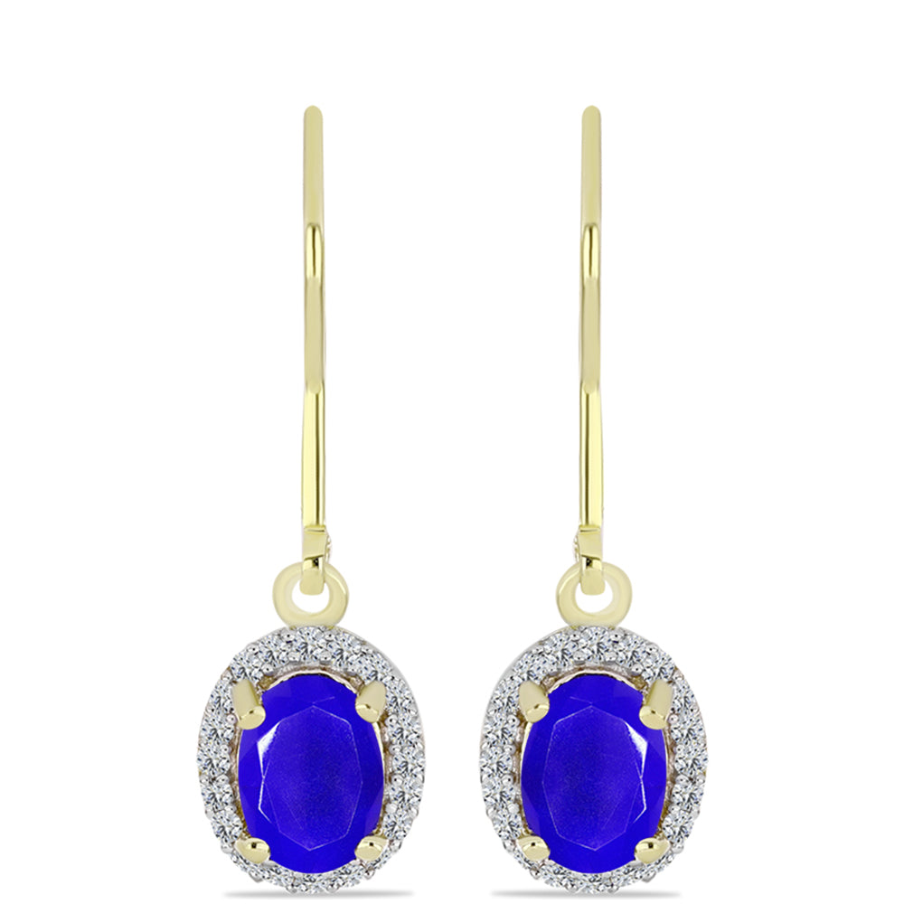 Goldplattierte Silberohrringe mit blauem Achat und weißem Topas 1 