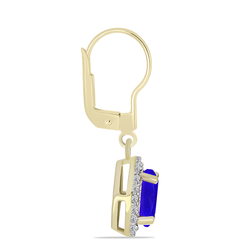 Goldplattierte Silberohrringe mit blauem Achat und weißem Topas