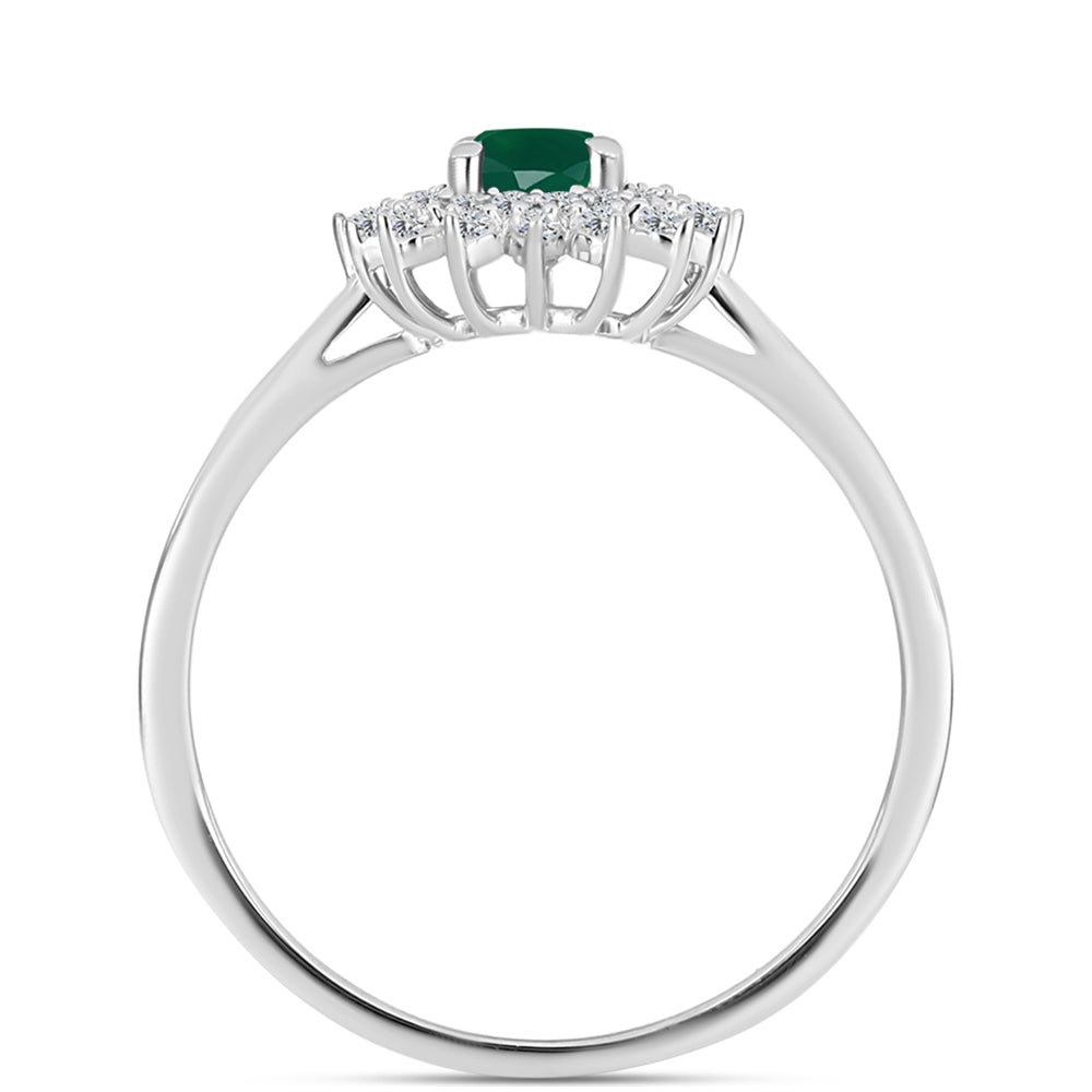Silberring mit grünem Chalcedon und weißem Topas