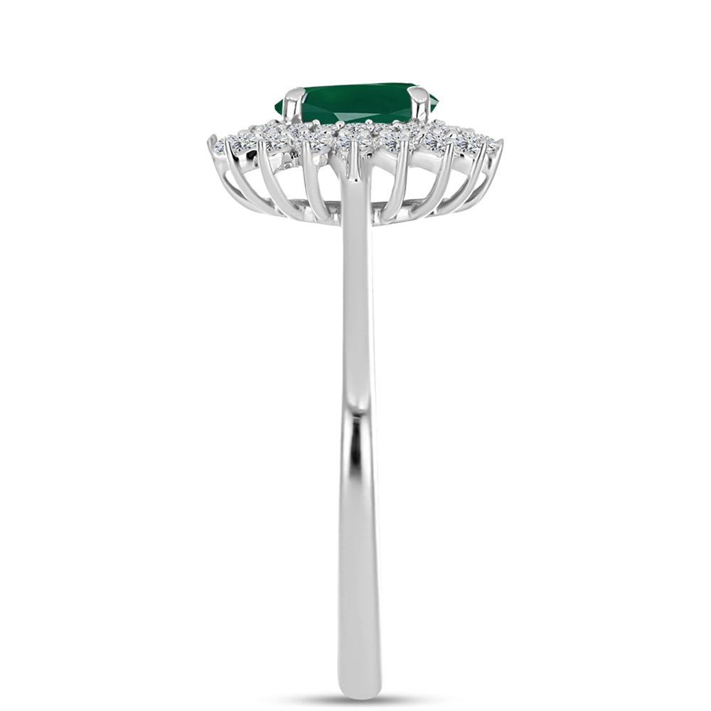 Silberring mit grünem Chalcedon und weißem Topas