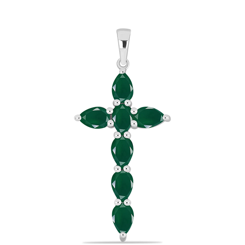 Silberanhänger mit grünem Chalcedon