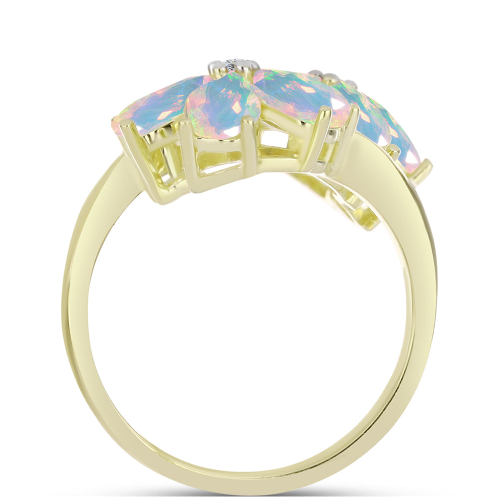 Goldplattierter Silberring mit Welo-Opal und weißem Topas 2 