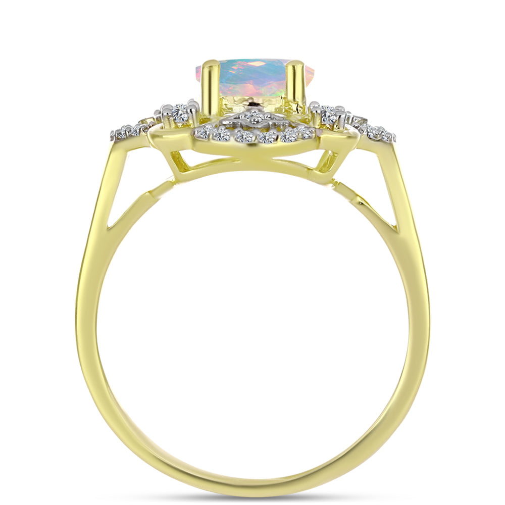 Goldplattierter Silberring mit Welo-Opal und weißem Topas