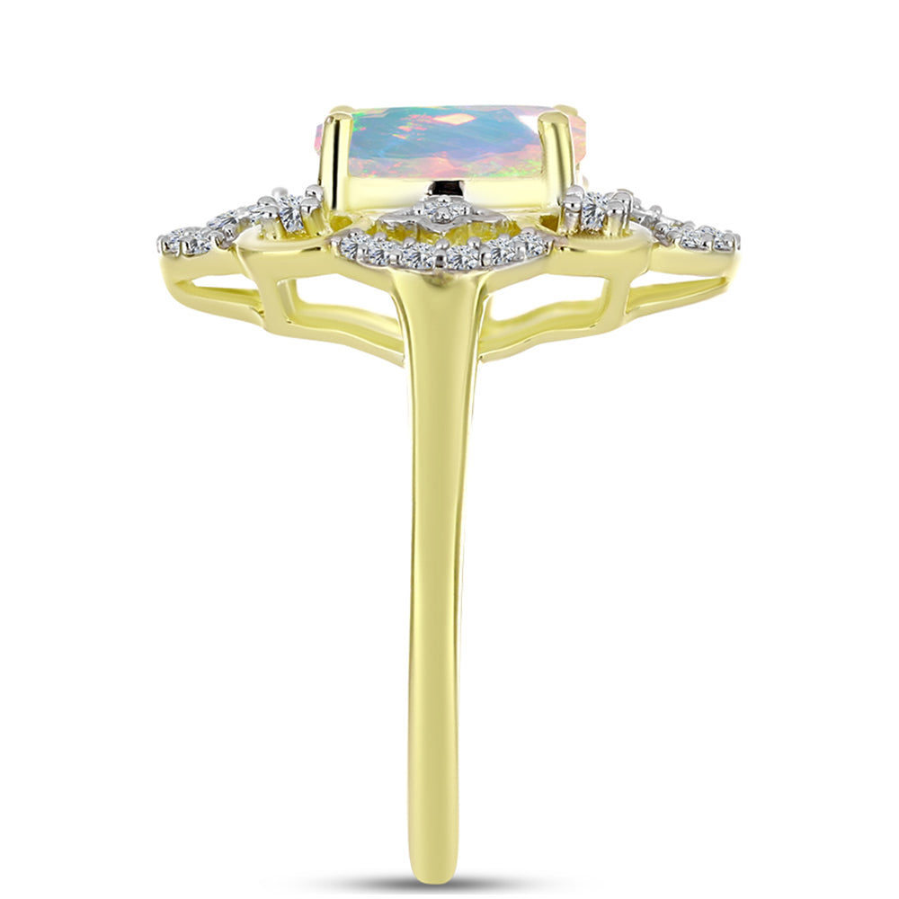Goldplattierter Silberring mit Welo-Opal und weißem Topas 4 