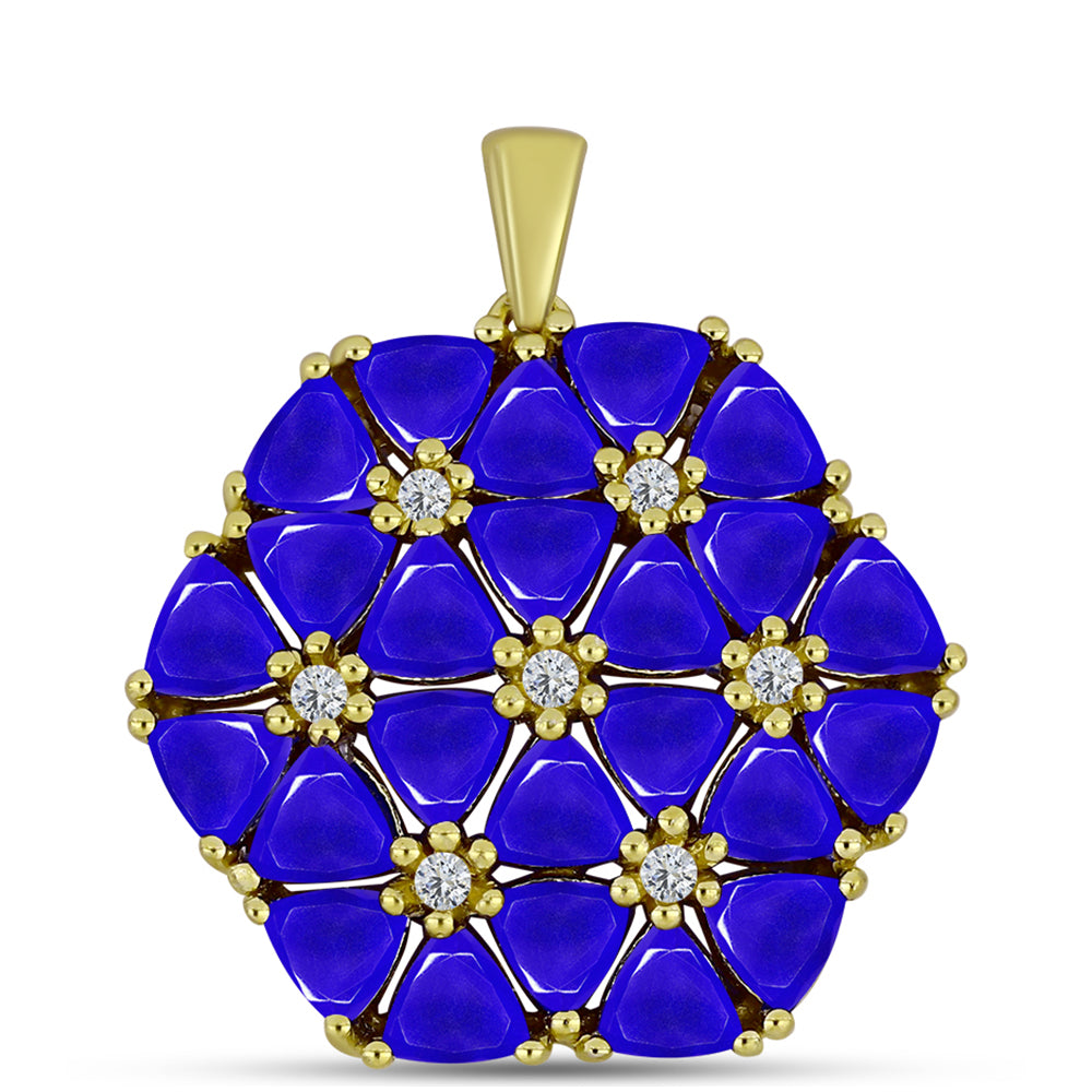 Goldplattierter Silberanhänger mit blauem Achat und weißem Topas