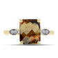 Goldplattierter Silberring mit Cognac-Quarz und weißem Topas