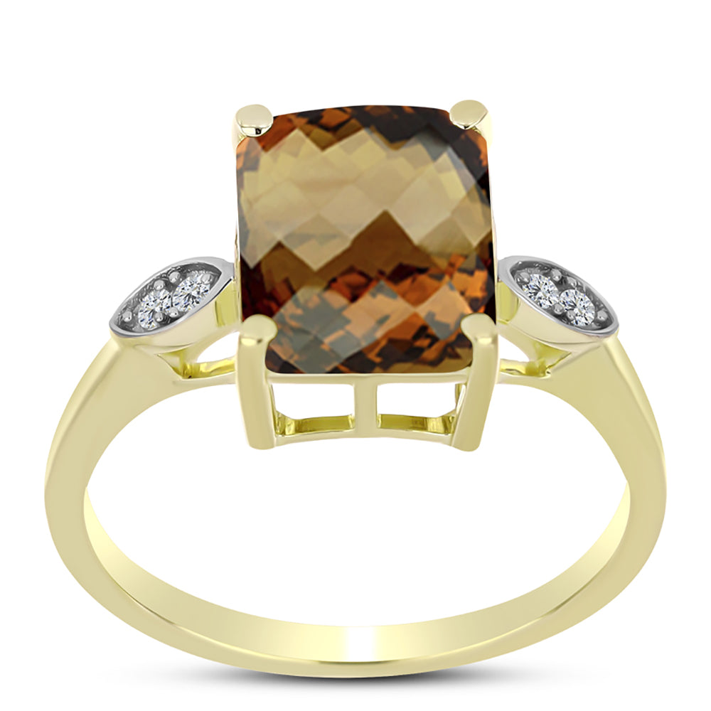 Goldplattierter Silberring mit Cognac-Quarz und weißem Topas 3 