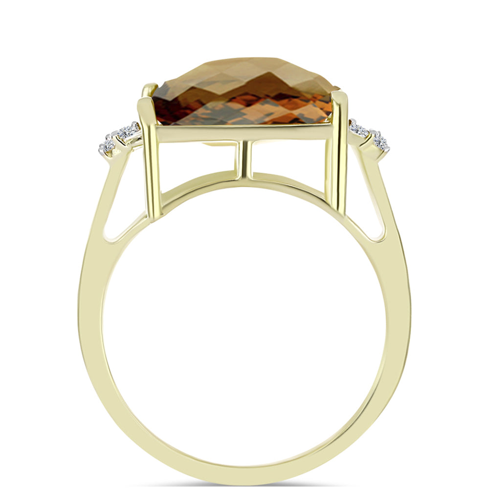 Goldplattierter Silberring mit Cognac-Quarz und weißem Topas 2 
